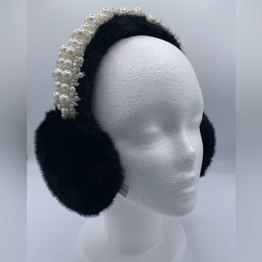 Anna & Ava Cluster Pearl and Bead Faux Fur Earmuffs BNWT